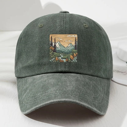 Retro Landscape Print Outdoor Baseball Cap