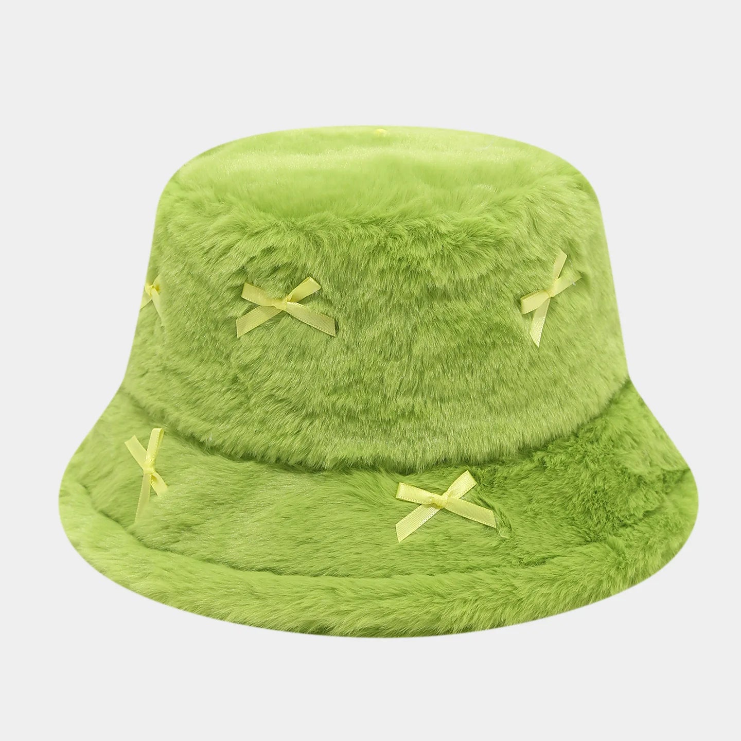 Literary Artistic Girlish Bow Plush Bucket Hat