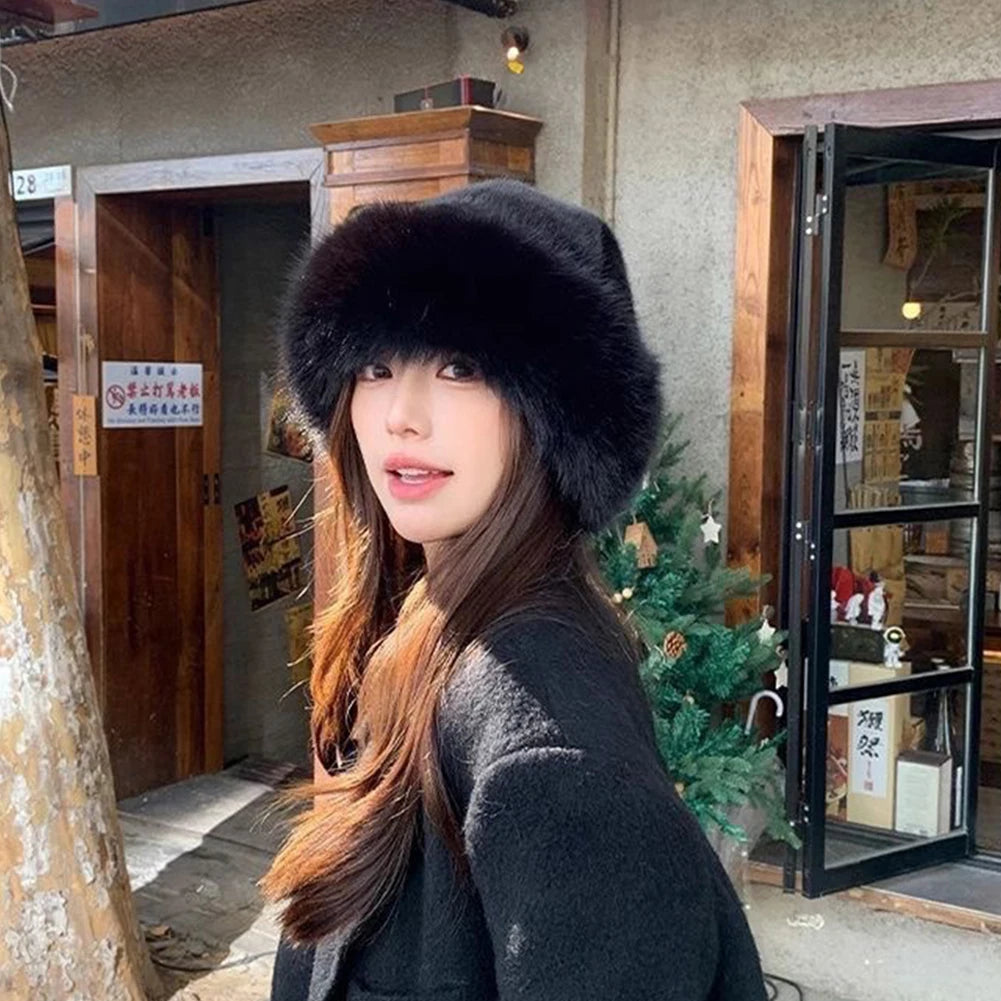 Fluffy Fur Winter Plush Bucket Hat