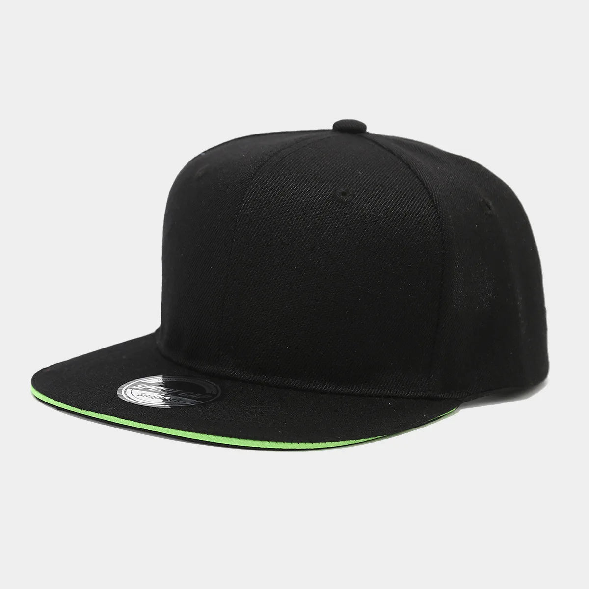 Solid Black Flat Brim Hip Hop Cap