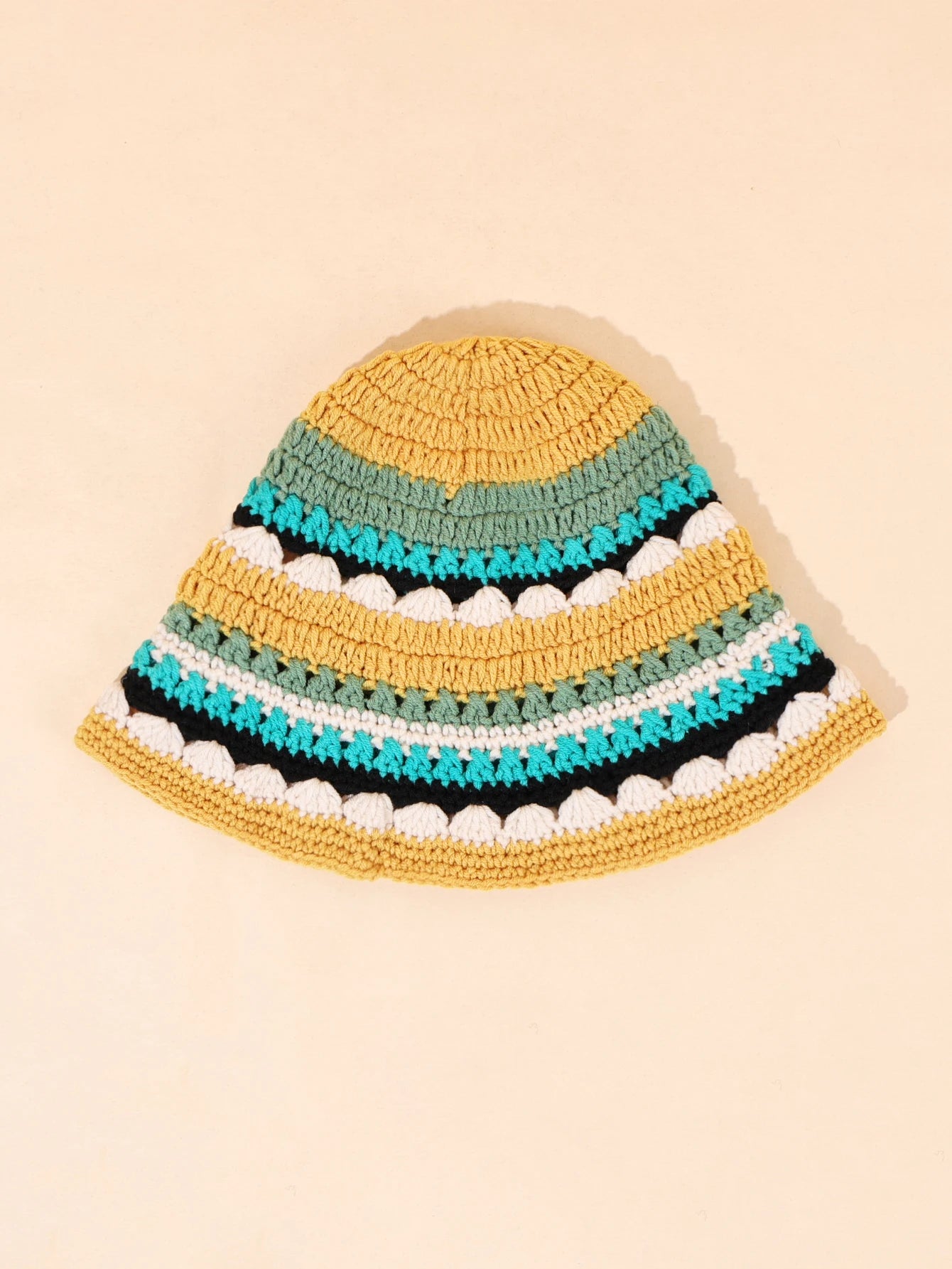 Color Block Woven Flower Bucket Hat