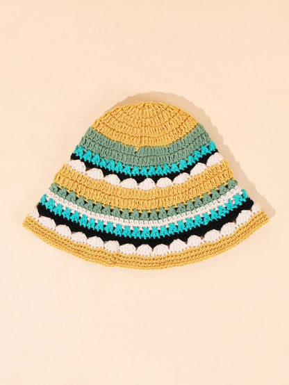 Color Block Woven Flower Bucket Hat