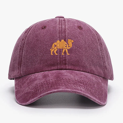 Camel Embroidered Vintage Cotton Baseball Cap