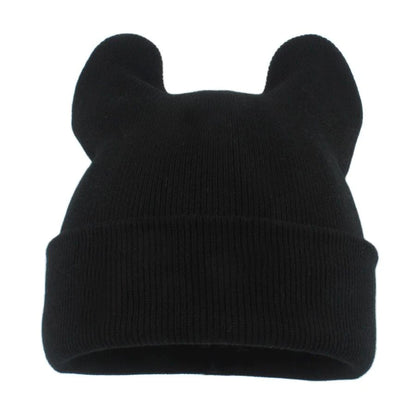 Korean Cute Cat Ear Knit Bucket Hat