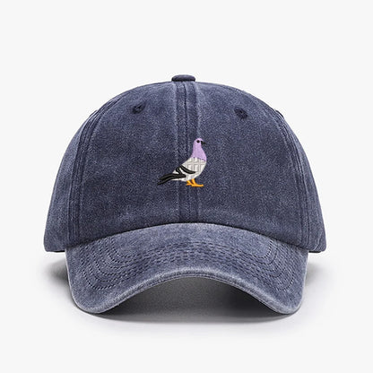 Embroidered Pigeon Vintage Washed Spring Baseball Cap