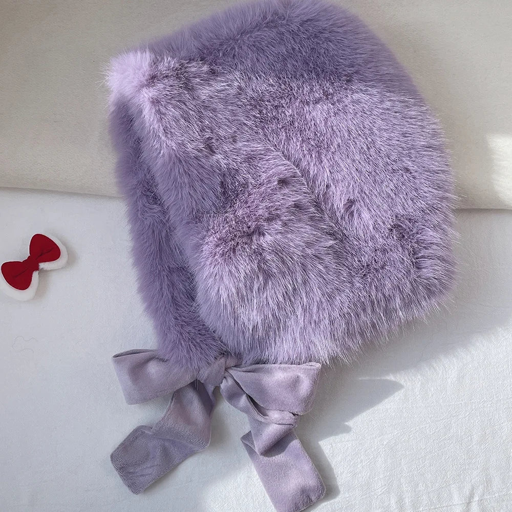 Women's Glitter Plush Knitted Bucket Hat