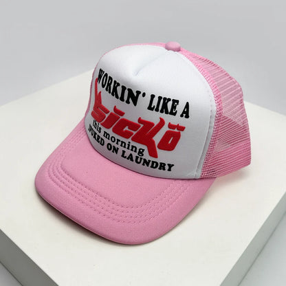 American Anime Letter Half Mesh Baseball Cap