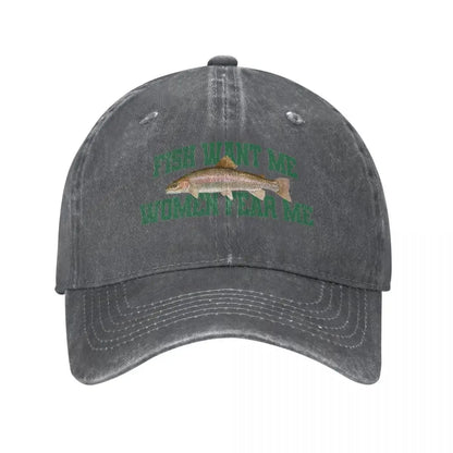 Fear Me Fish Denim Baseball Cap