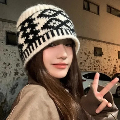 Retro Knitted Wool Earflap Bucket Hat