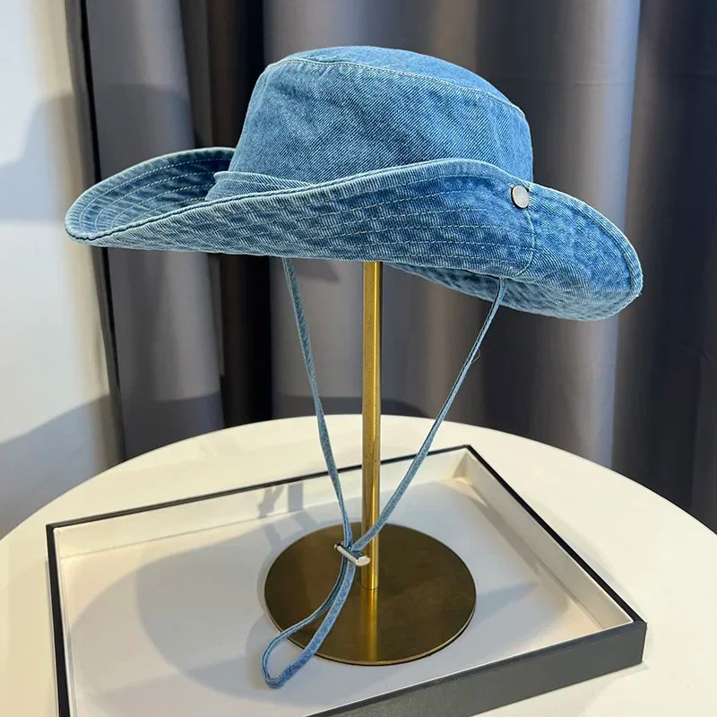 Unisex Vintage Washed Denim Bucket Hat