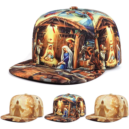 Printed Jesus Flat Edge Baseball Cap
