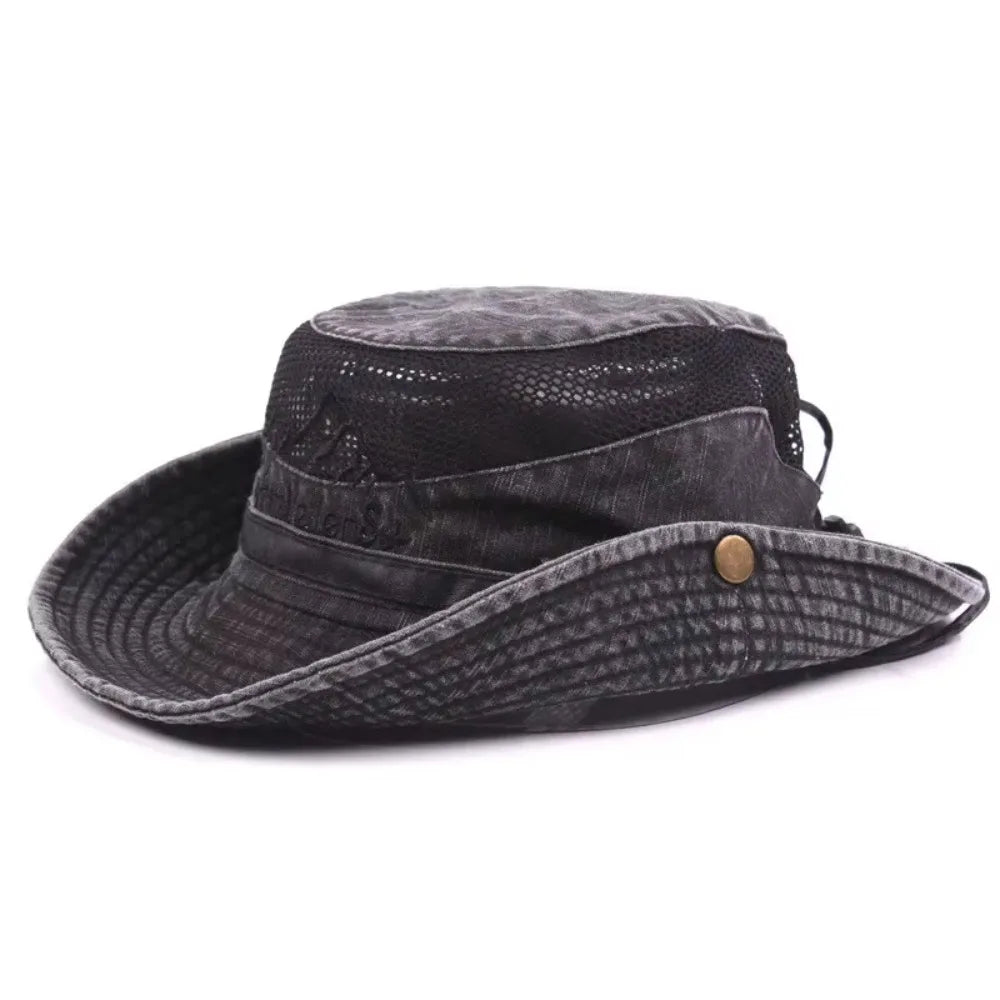 Breathable Mesh Cotton Wide Brim Bucket Hat