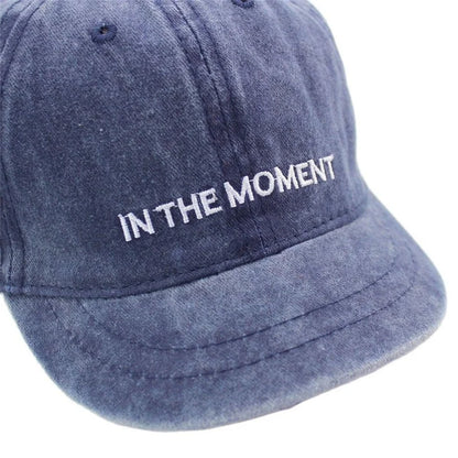 Letter Embroidery Short Brim Washed Baseball Cap