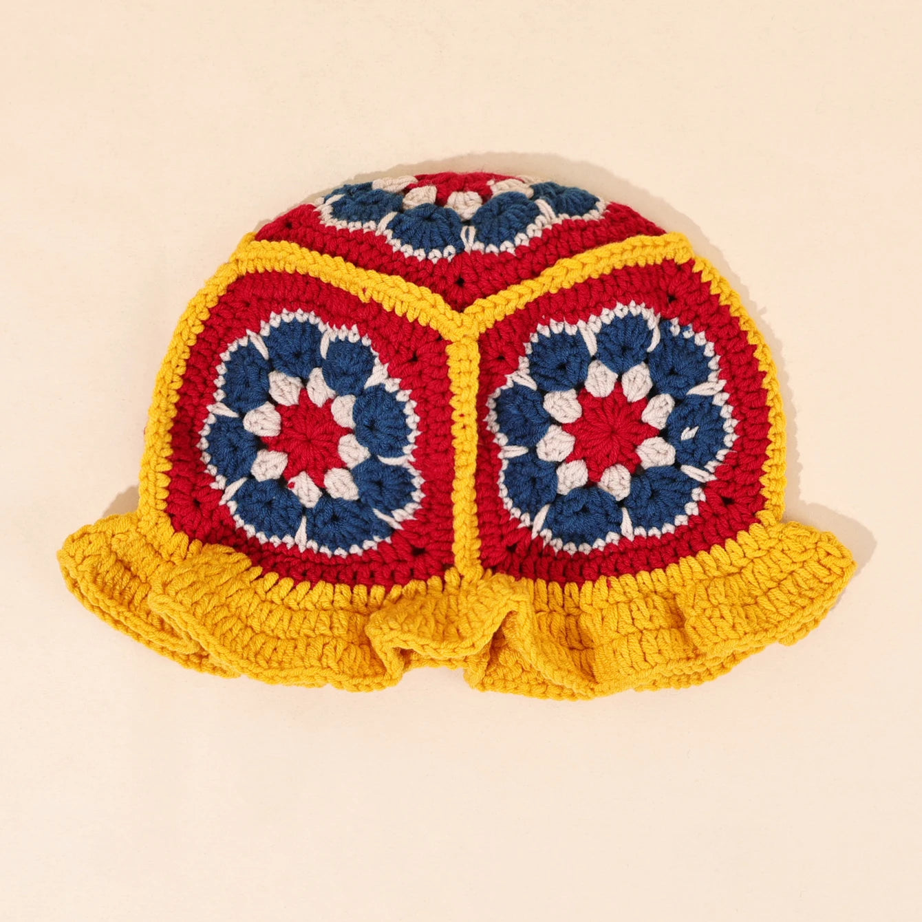 Women's Ethnic Flower Knitted Bucket Hat