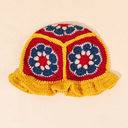 Women's Ethnic Flower Knitted Bucket Hat