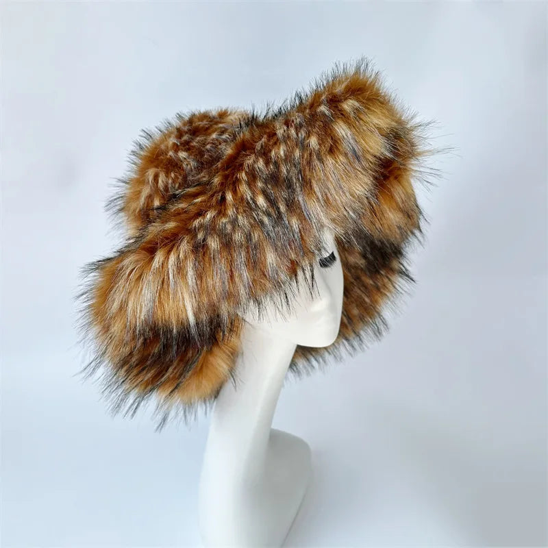 Fluffy Faux Fur Y2K Winter Bucket Hat