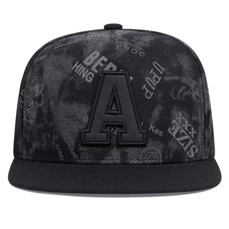A Graffiti Embroidered Flat Brim Baseball Hat