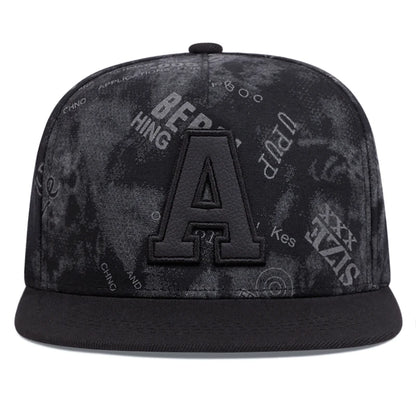 A Graffiti Embroidered Flat Brim Baseball Hat