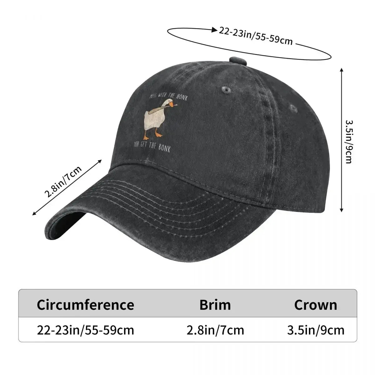 Untitled Goose Game Honk Bonk Distressed Denim Baseball Cap