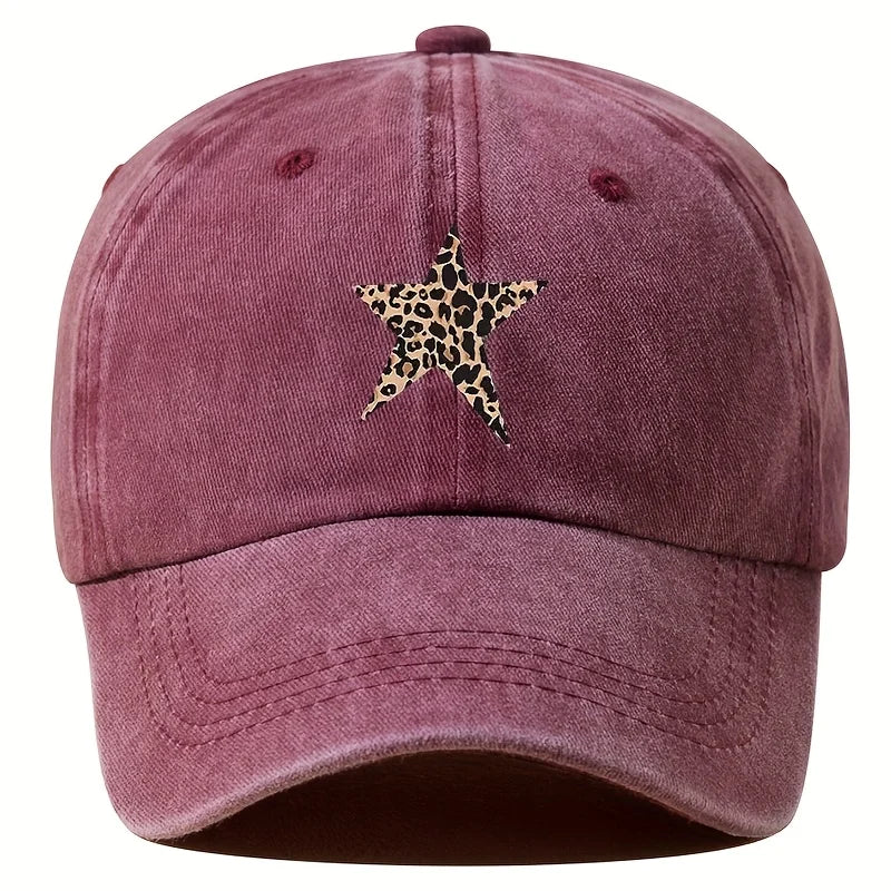 Leopard Star Retro Print Baseball Cap