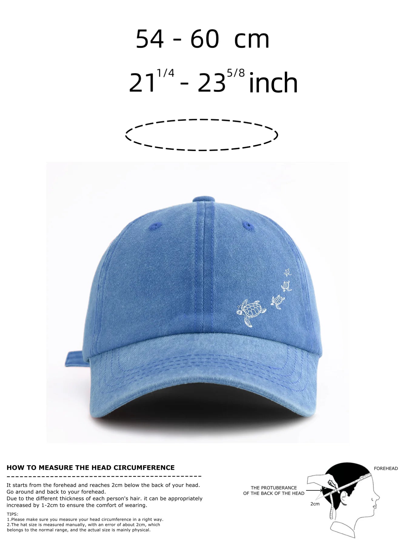 Turtle Print Minimalist Retro Washed Baseball Cap