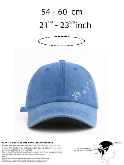Turtle Print Minimalist Retro Washed Baseball Cap