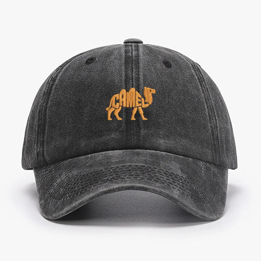 Camel Embroidered Vintage Cotton Baseball Cap