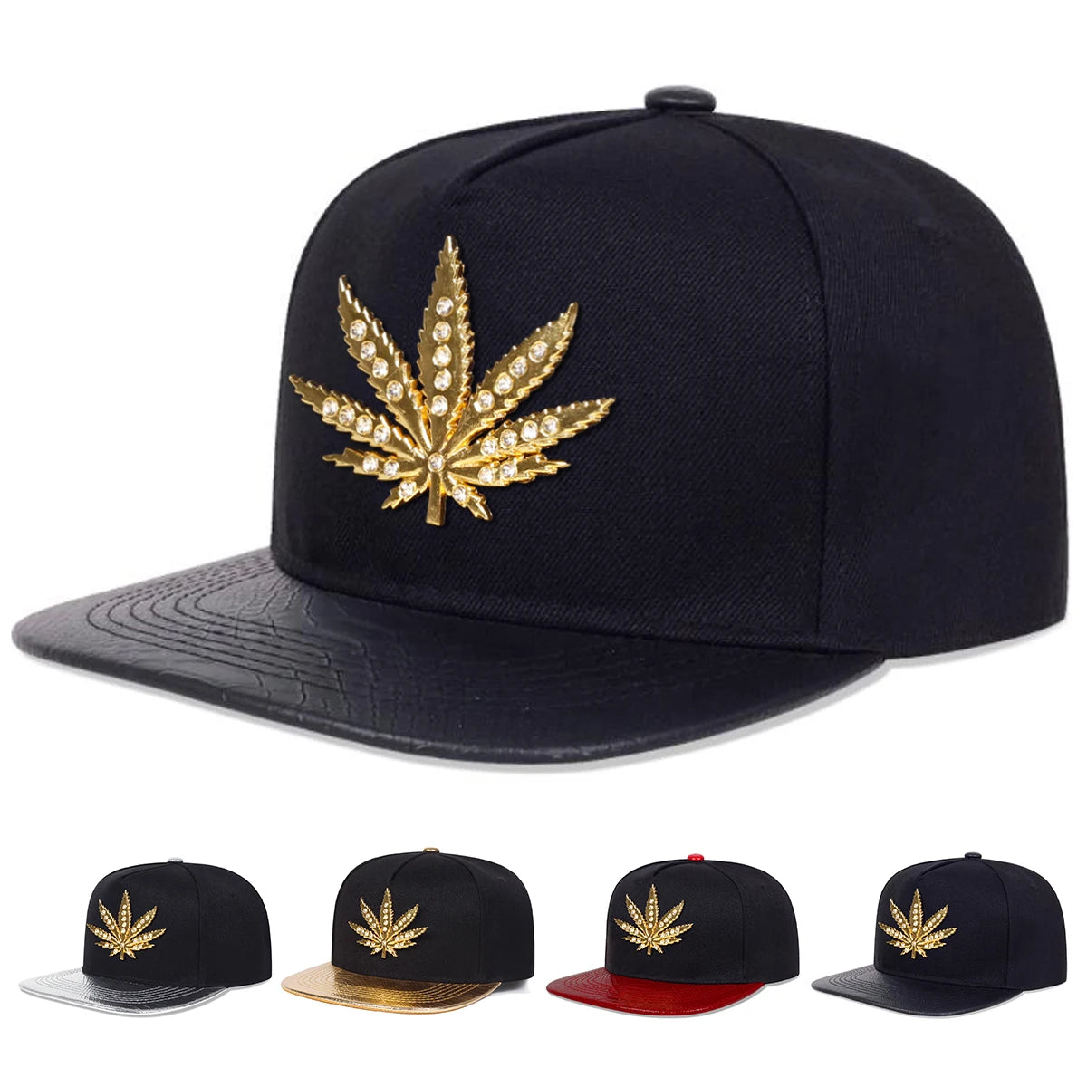 Unisex Maple Leaf Label Leather Hip-hop Hats