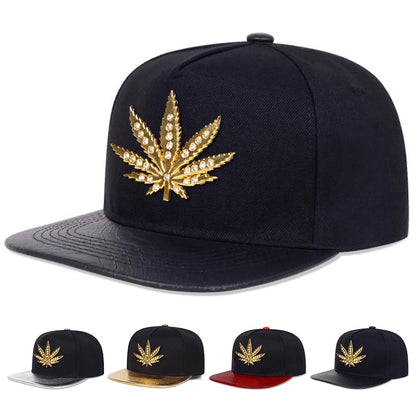 Unisex Maple Leaf Label Leather Hip-hop Hats