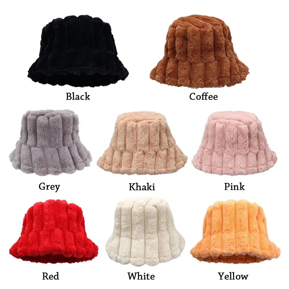 Winter Faux Fur Panama Bucket Hat