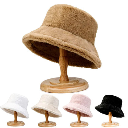 Funny Korean Faux Fur Bucket Hat