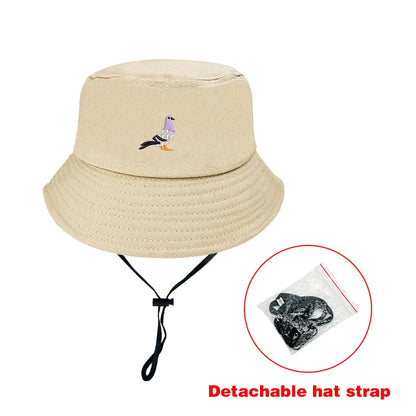 Unisex Embroidered Pigeon Bucket Hat
