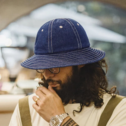 Vintage Denim Wide Brim Bucket Hat