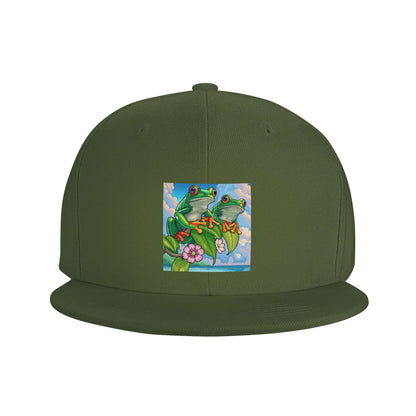 Cartoon Jungle Frogs Pattern Breathable Snapback Cap