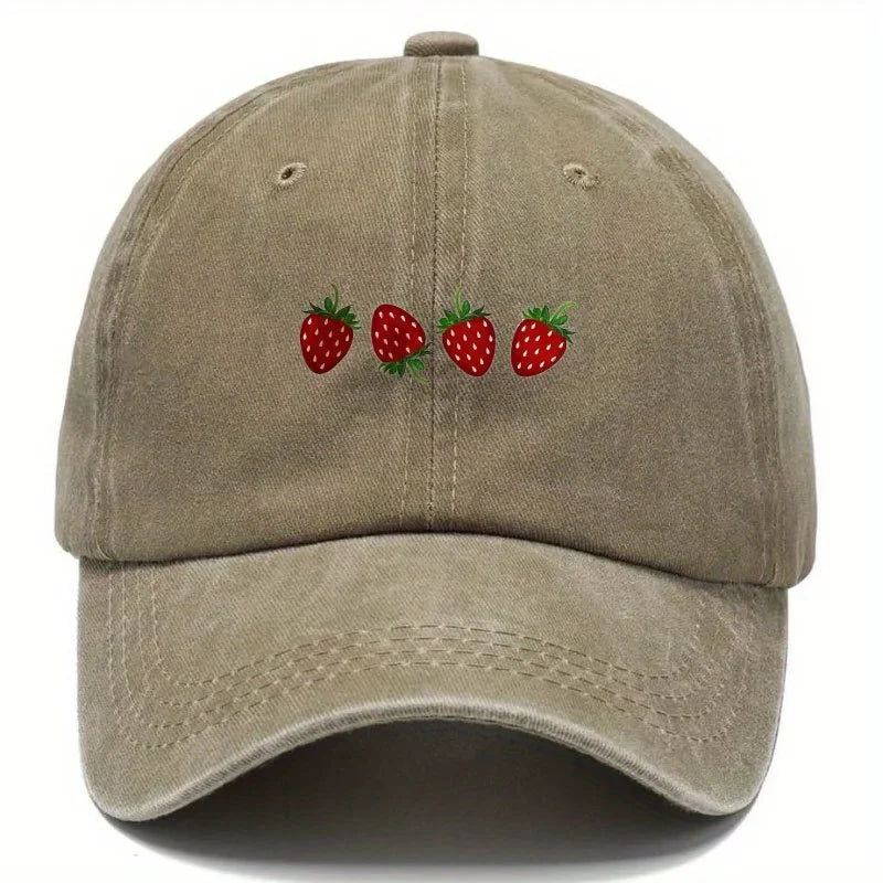Strawberry Printed Adjustable Duckbill Baseball Hat