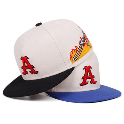 A Letter Embroidered Flat Brim Baseball Hat