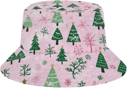 Summer Pink Green Xmas Tree Christmas Bucket Hat