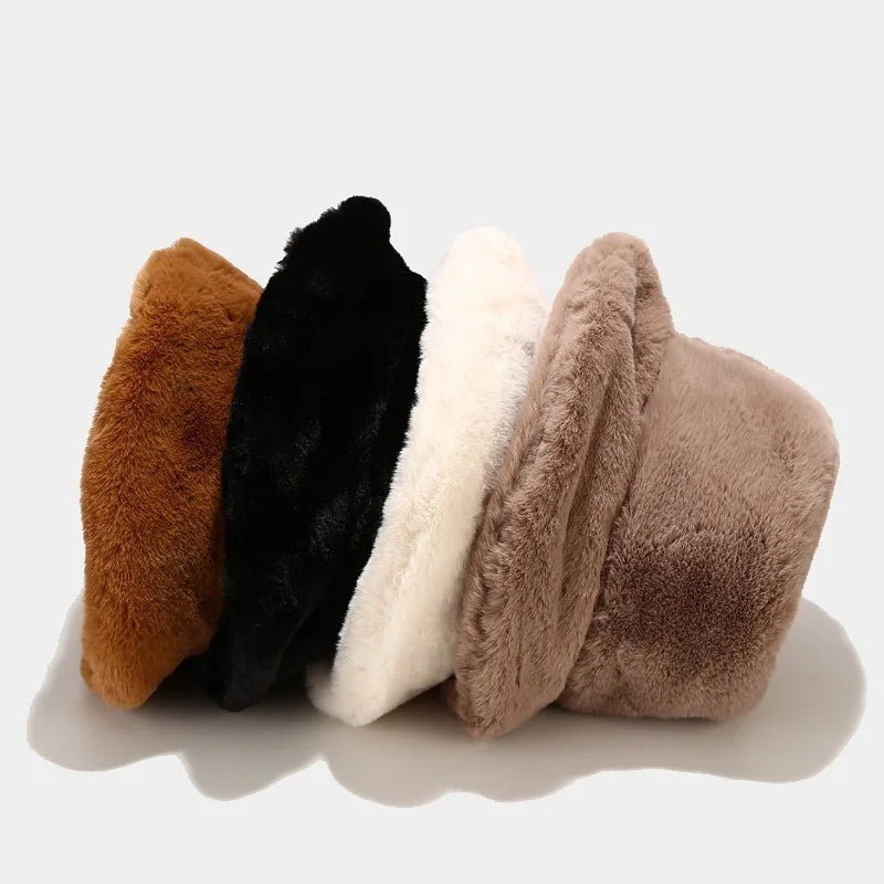 Winter Fuzzy Plush Ear Protection Bucket Hat