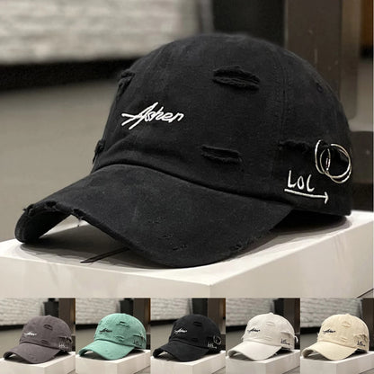 Asher Embroidered Perforated Iron Ring Unisex Baseball Cap