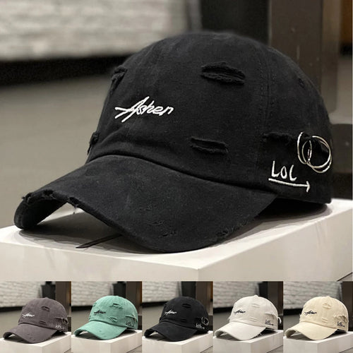 Asher Embroidered Perforated Iron Ring Unisex Baseball Cap