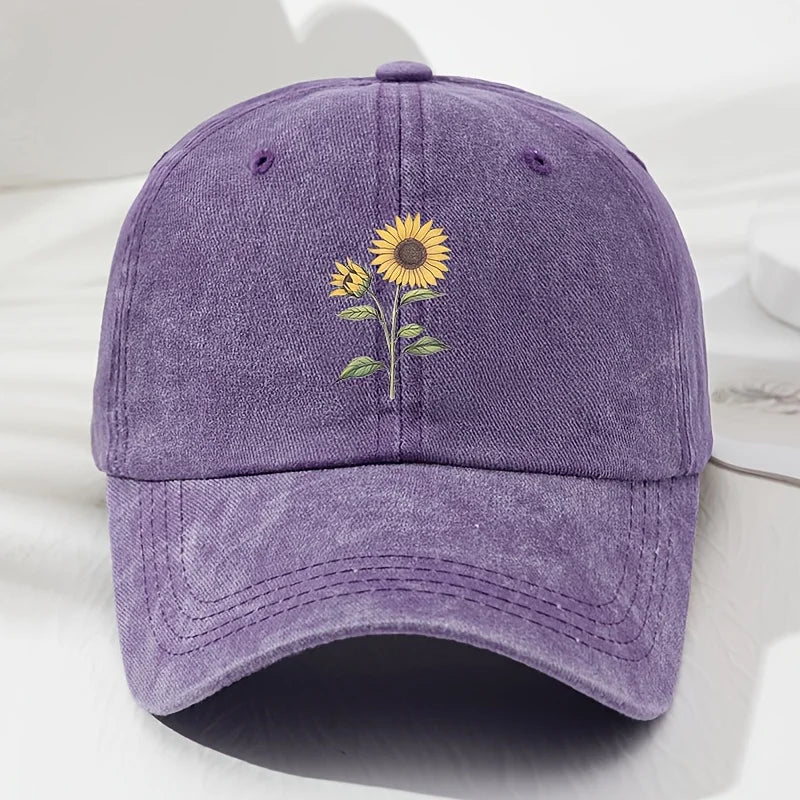 Retro Sunflower Pattern Dad Baseball Hat
