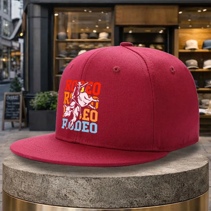 Rodeo Bull Riding Streetwear Flat Brim Snapback Cap