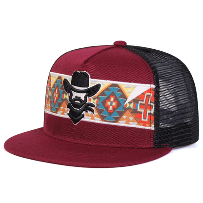 Western Cowboy Embroidery Snapback Hat Unisex