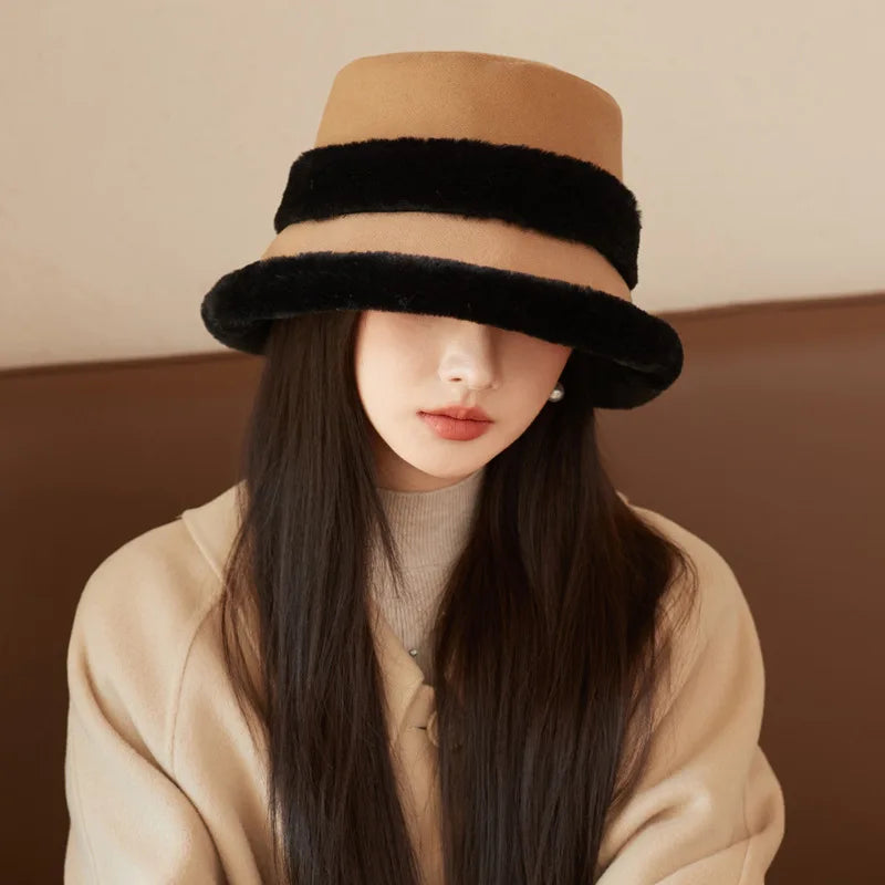 Women's Plush Bucket Hat with Ear Protection