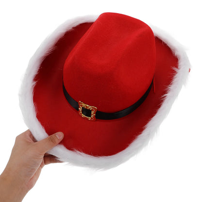 Red Western Cowgirl Hat with White Brim