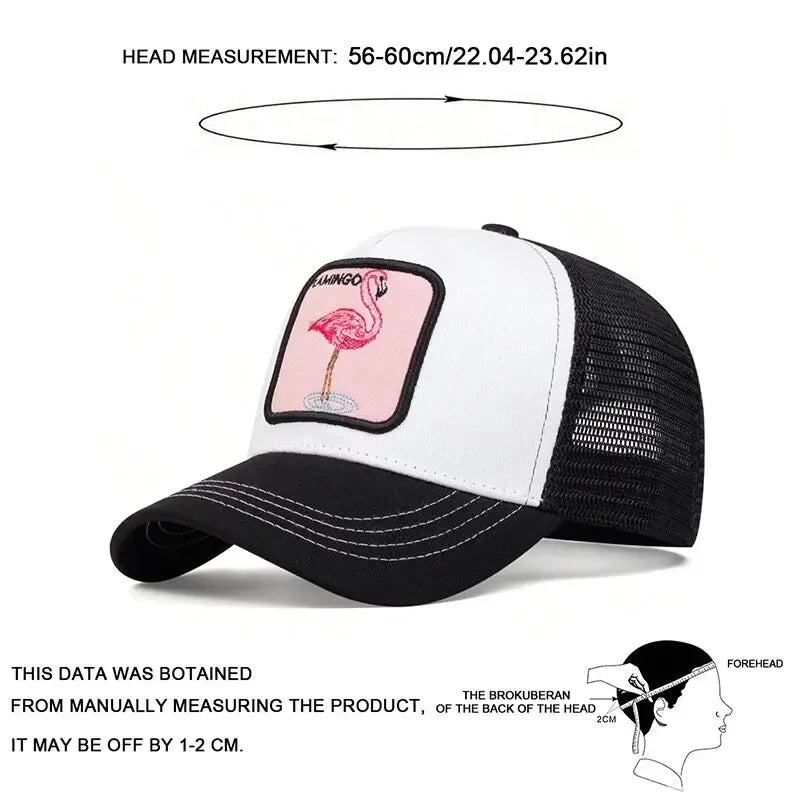 Unisex Flamingo Patch Embroidery Baseball Net Caps