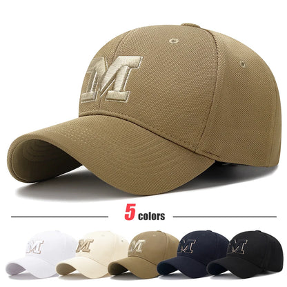 M Letter Gold Embroidery Premium Baseball Cap