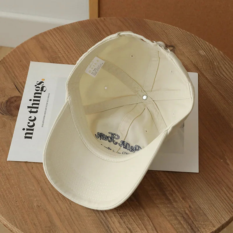Vintage Korean Letter Duck Tongue Baseball Cap