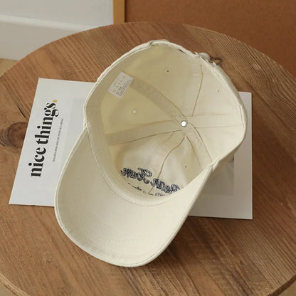 Vintage Korean Letter Duck Tongue Baseball Cap