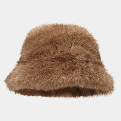 Two Tone Fluffy Long Hair Bucket Hat